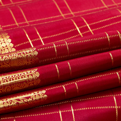 Red Kanchipuram Silk Saree For Wedding Wear PV NYC 2025