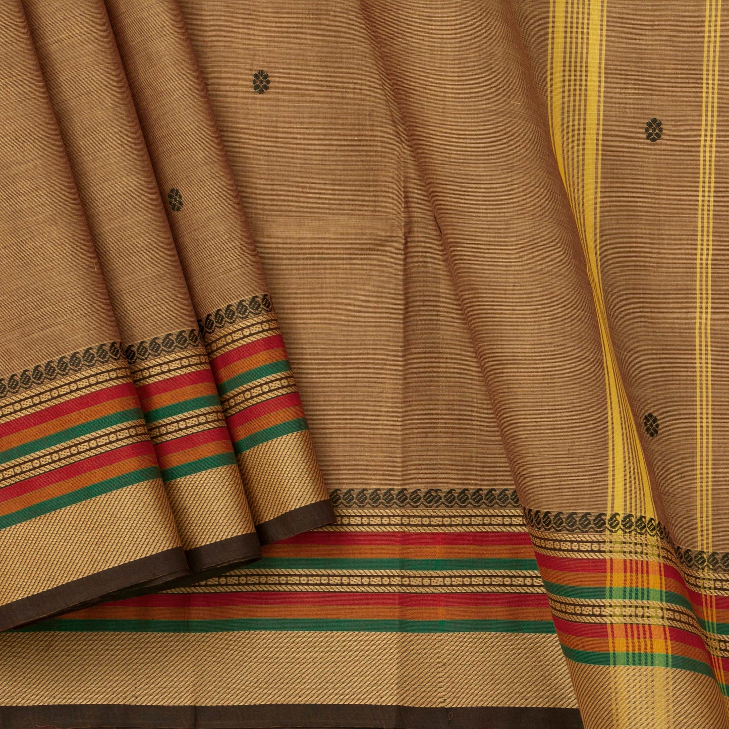 Beige Kanchi Cotton Saree For Festive Wear PV MM KC 476