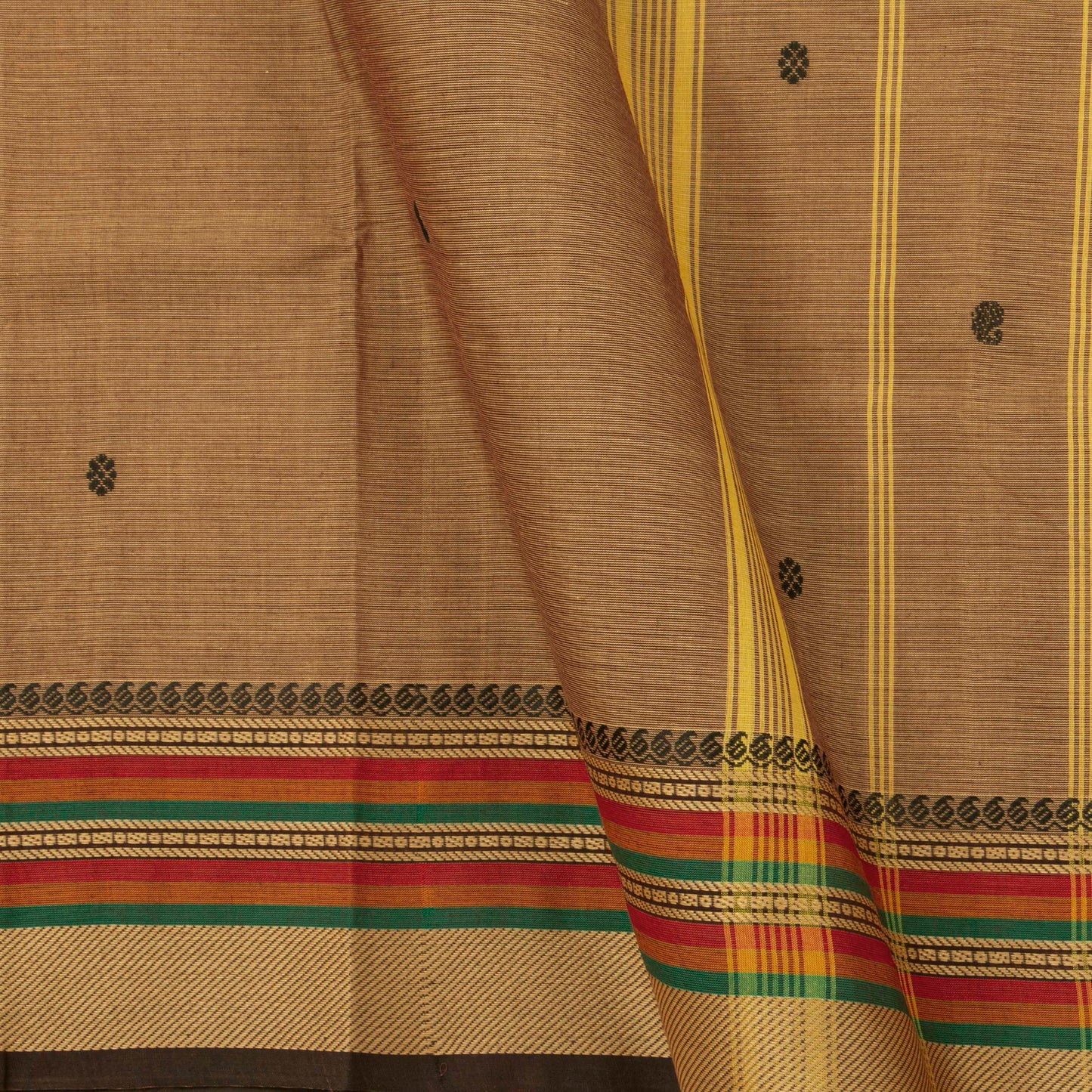 Beige Kanchi Cotton Saree For Festive Wear PV MM KC 476