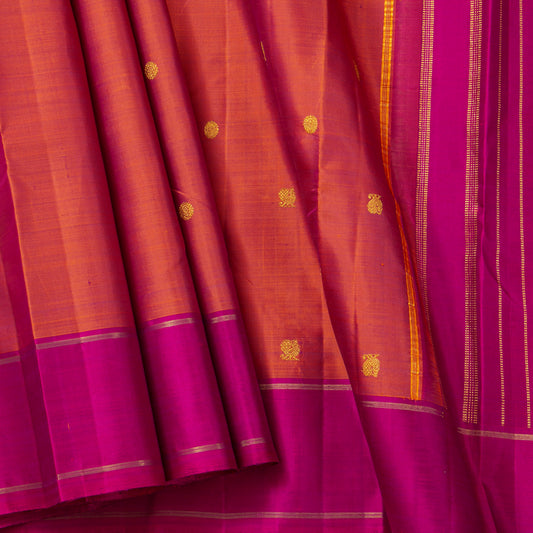 Rust And Pink Kanchipuram Silk Saree For Festive Wear PV NYC 2020