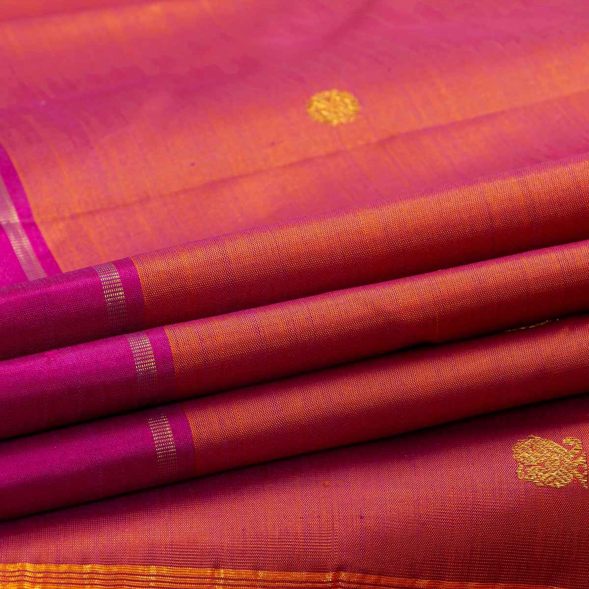Rust And Pink Kanchipuram Silk Saree For Festive Wear PV NYC 2020