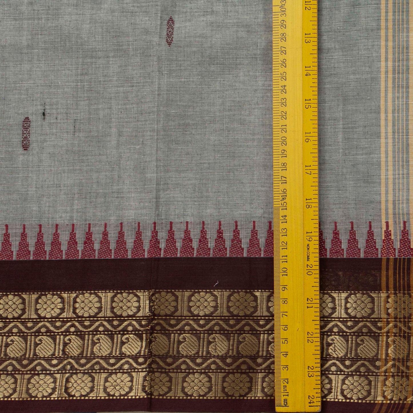 Grey And Maroon Kanchi Cotton Saree PV MM KC 480