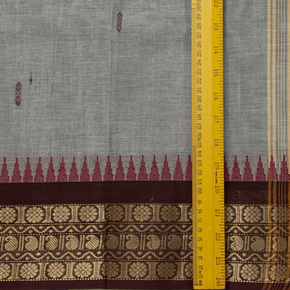Grey And Maroon Kanchi Cotton Saree PV MM KC 480