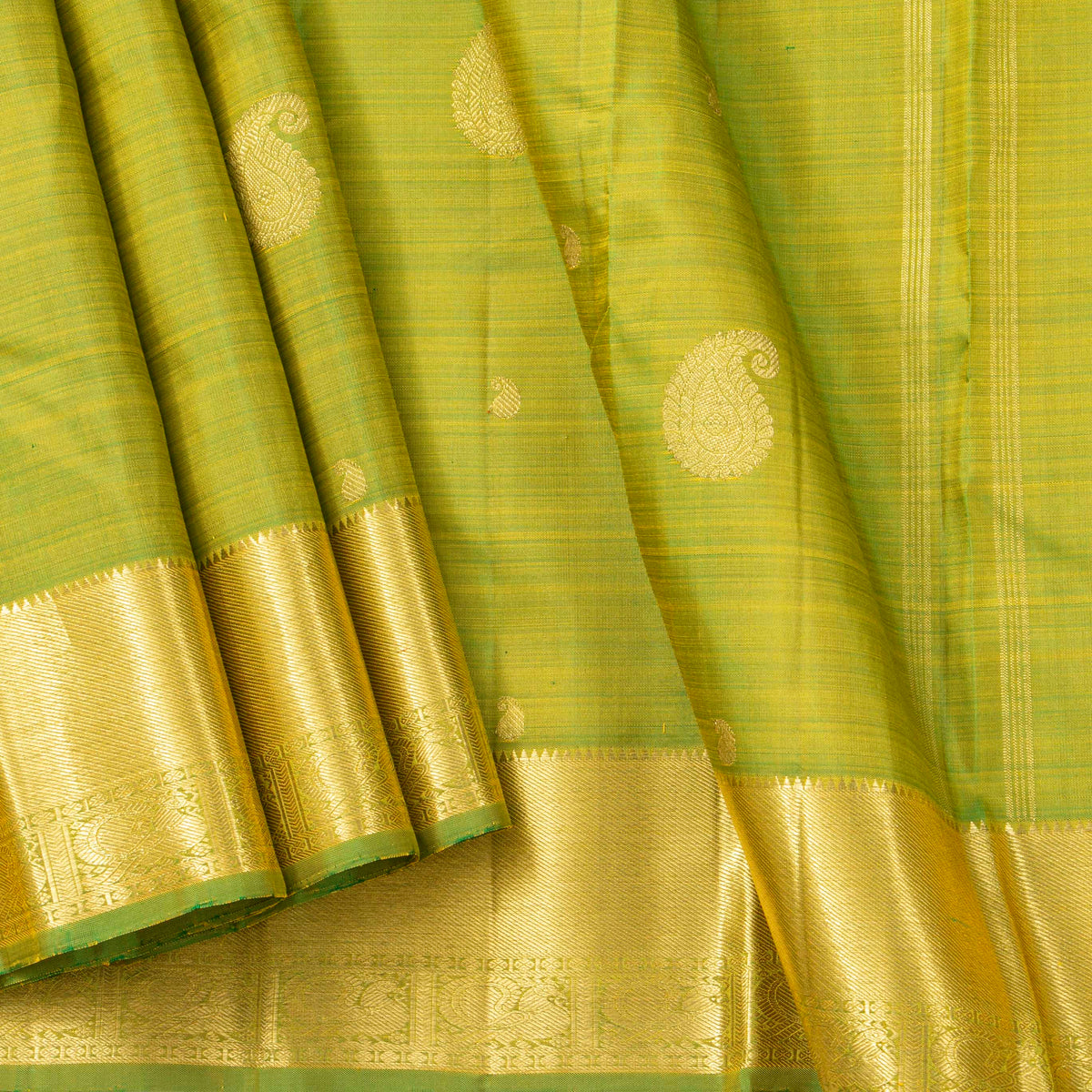 Green Kanchipuram Silk Saree For Wedding  Wear PV NYC 2015
