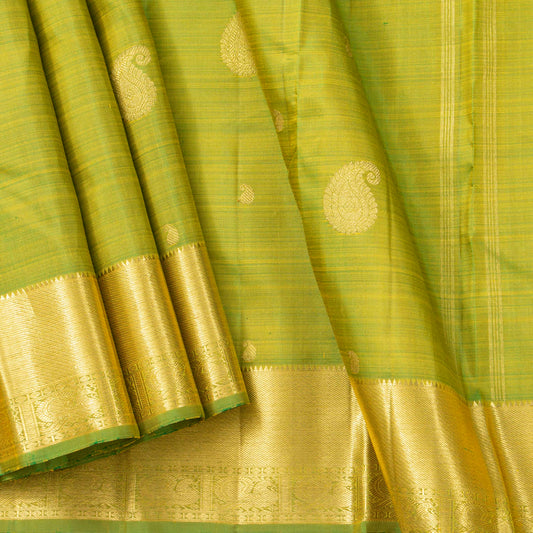 Green Kanchipuram Silk Saree For Wedding  Wear PV NYC 2015