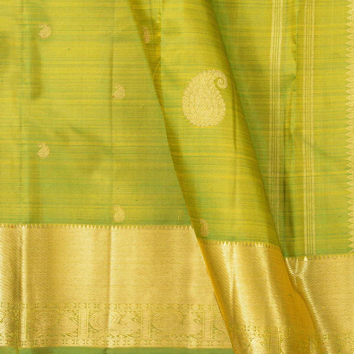 Green Kanchipuram Silk Saree For Wedding  Wear PV NYC 2015