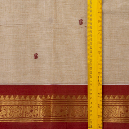 Beige Kanchi Cotton Saree  Ganga Jamuna Border PV MM KC 470