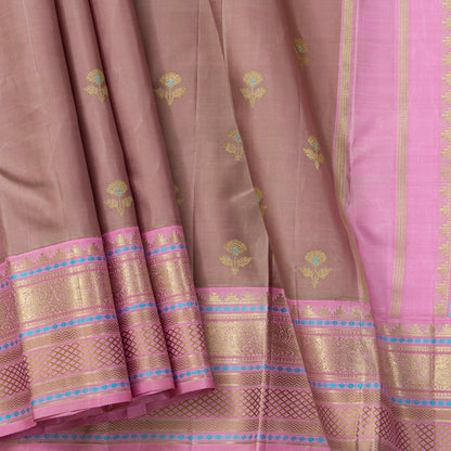 Beige And Pink Kanchipuram Silk Saree For Wedding Wear PV NYC 2030
