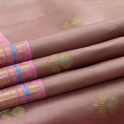 Beige And Pink Kanchipuram Silk Saree For Wedding Wear PV NYC 2030