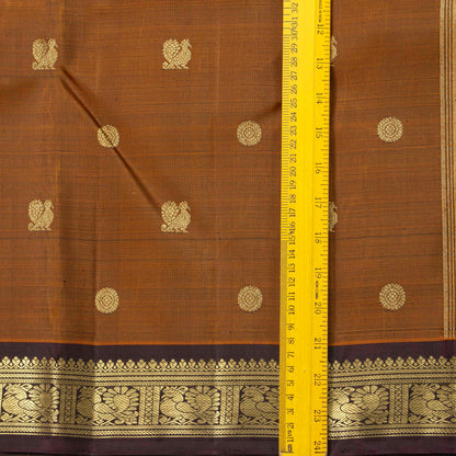 Mustard And Brown Kanchipuram Silk Saree For Wedding Wear PV NYC 2028