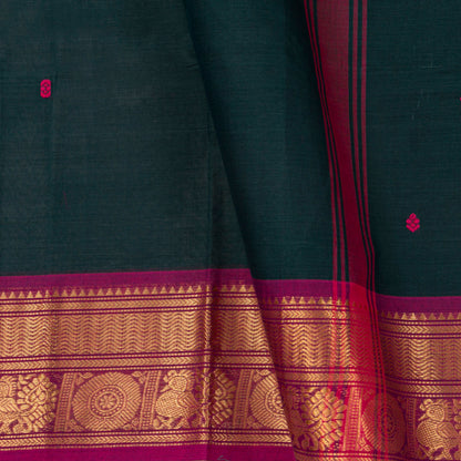 Green And Pink Kanchi Cotton Saree For Festive Wear PV MM KC 489