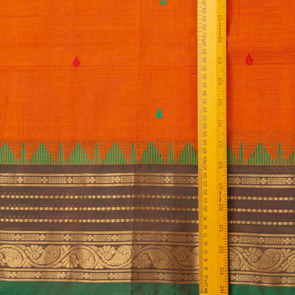 Orange Kanchi Cotton Saree Ganga Jamuna Border For Festive Wear PV MM KC 424