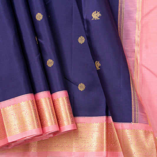 Blue And Pink Kanchipuram Silk Saree For Wedding Wear PV NYC 2027