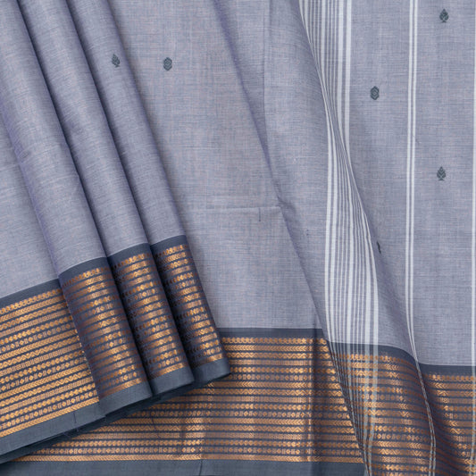 White And Ash Grey Kanchi Cotton Saree For Office Wear PV MM KC 475 - Cotton Saree - Panjavarnam PV MM KC 475