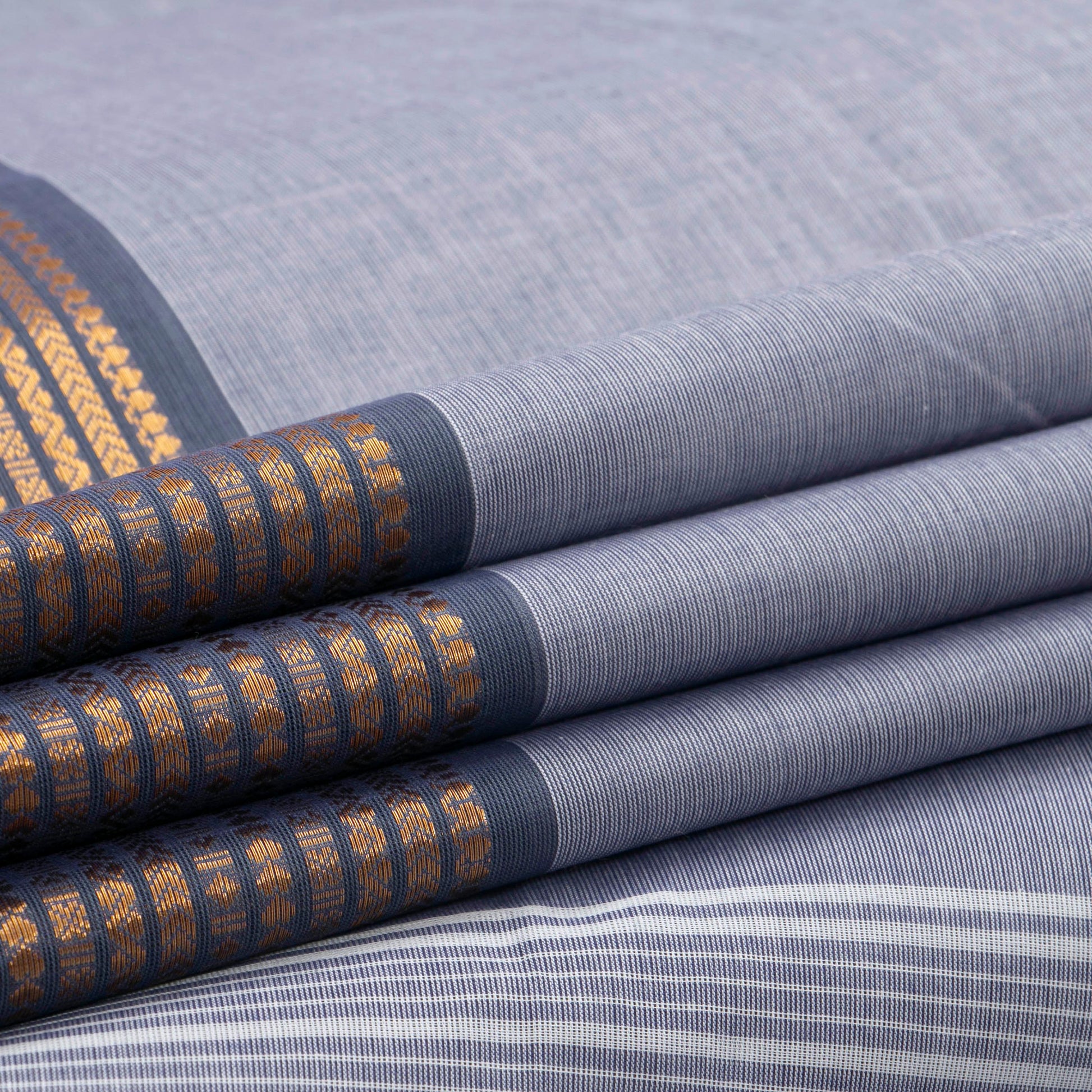 White And Ash Grey Kanchi Cotton Saree For Office Wear PV MM KC 475 - Cotton Saree - Panjavarnam PV MM KC 475