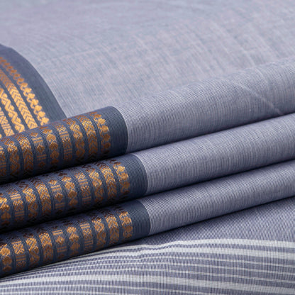 White And Ash Grey Kanchi Cotton Saree For Office Wear PV MM KC 475 - Cotton Saree - Panjavarnam PV MM KC 475