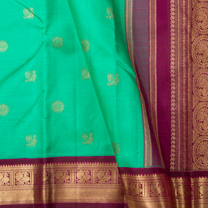 Sea green And Magenta Kanchipuram Silk Saree For Wedding Wear PV NYC 2039