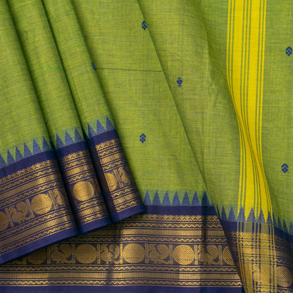 Green And Blue Kanchi Cotton Saree For Festive Wear PV MM KC 487