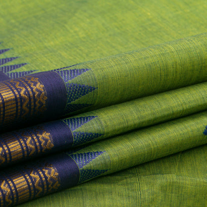 Green And Blue Kanchi Cotton Saree For Festive Wear PV MM KC 487