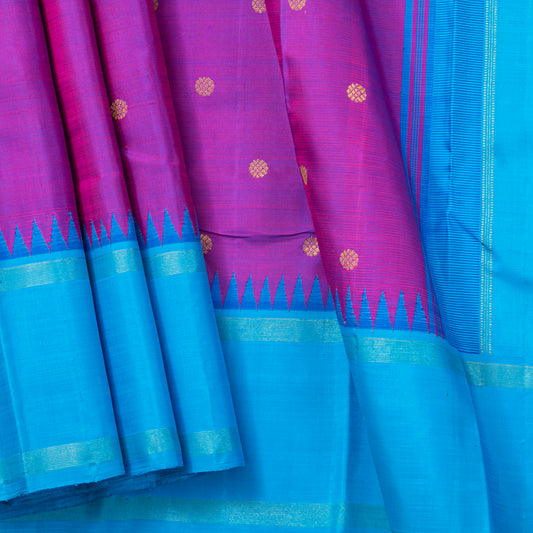 Magenta And Anandha Blue Kanchipuram Silk Saree For Wedding Wear PV NYC 2047