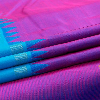 Magenta And Anandha Blue Kanchipuram Silk Saree For Wedding Wear PV NYC 2047