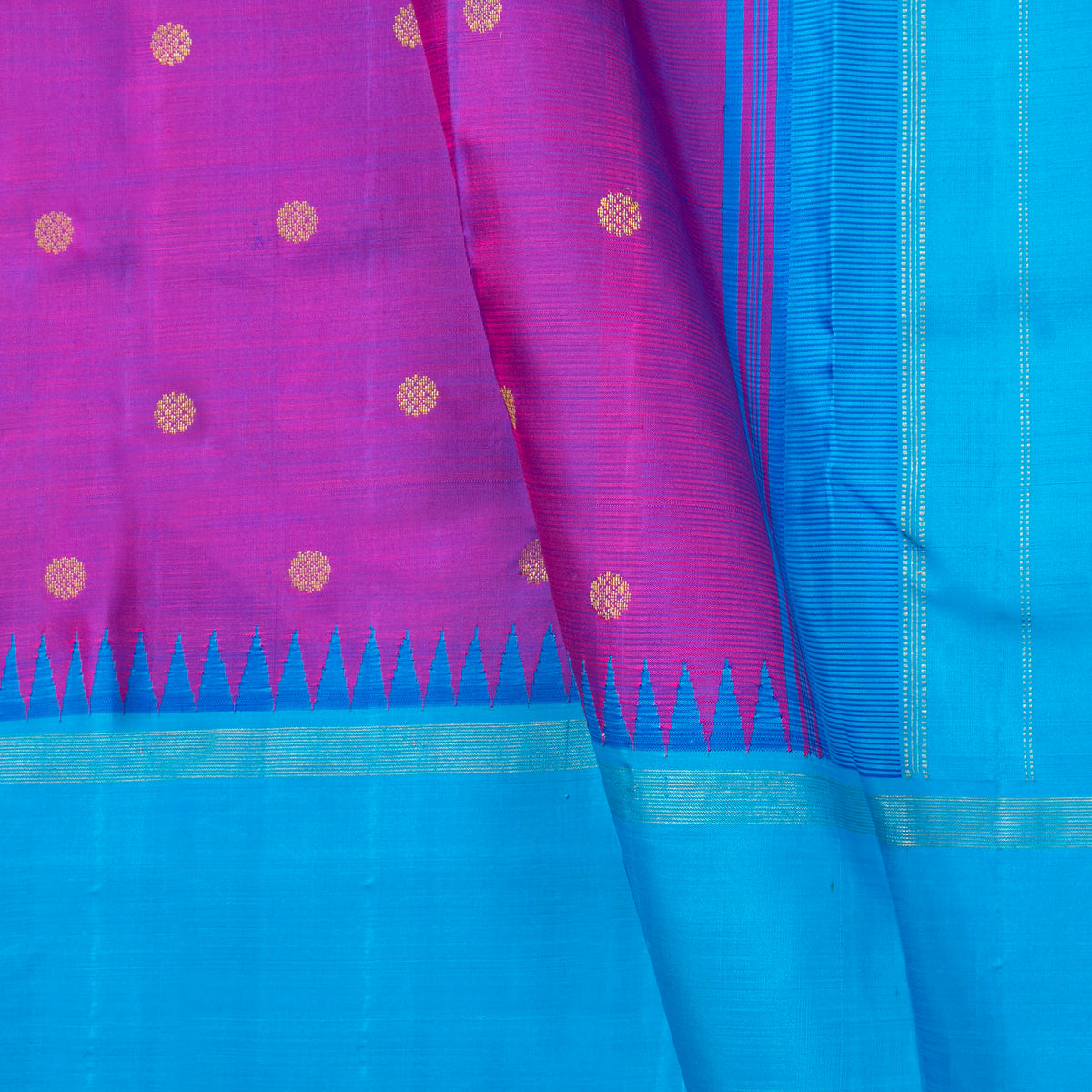 Magenta And Anandha Blue Kanchipuram Silk Saree For Wedding Wear PV NYC 2047