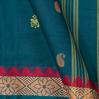 Blue Chettinad Cotton Saree PV SK CC 182