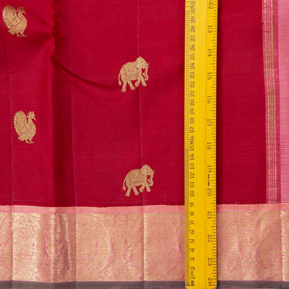 Red And Pink Kanchipuram Silk Saree For Wedding Wear PV NYC 2024