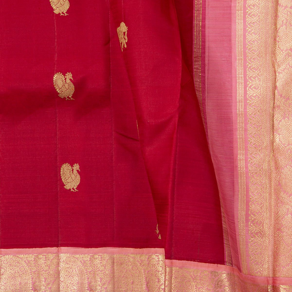 Red And Pink Kanchipuram Silk Saree For Wedding Wear PV NYC 2024