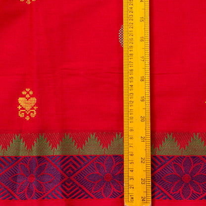 Red Chettinad Cotton Saree PV SK CC 184