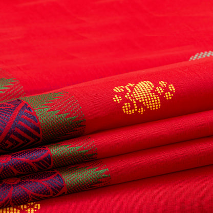 Red Chettinad Cotton Saree PV SK CC 184