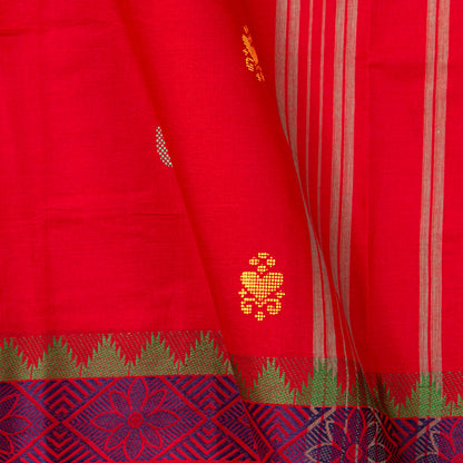 Red Chettinad Cotton Saree PV SK CC 184