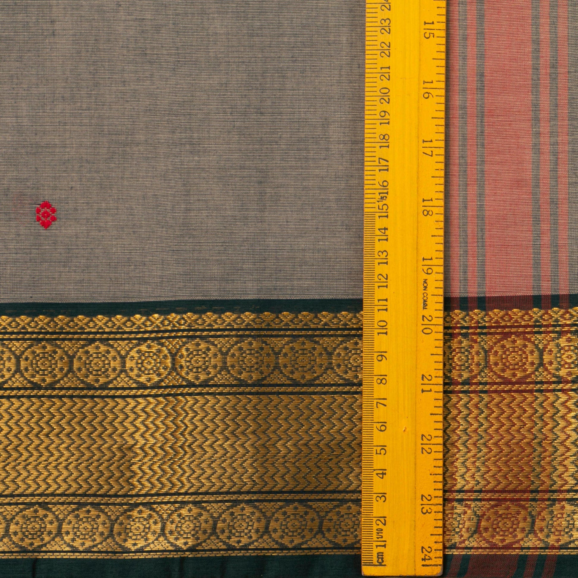 Grey And Green Kanchi Cotton Saree For Office Wear PV MM KC 481 - Cotton Saree - Panjavarnam PV MM KC 481