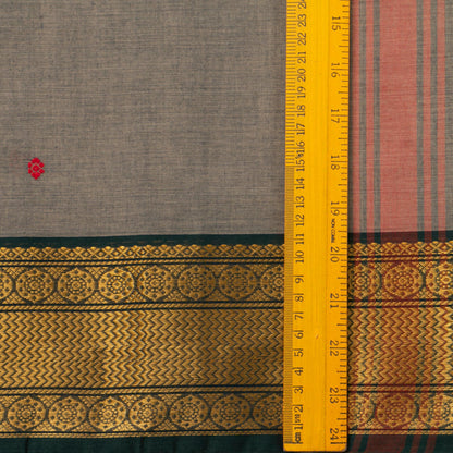 Grey And Green Kanchi Cotton Saree For Office Wear PV MM KC 481 - Cotton Saree - Panjavarnam PV MM KC 481