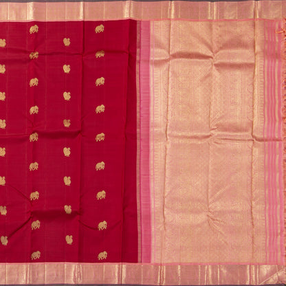 Red And Pink Kanchipuram Silk Saree For Wedding Wear PV NYC 2024
