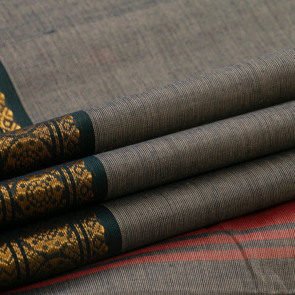 Grey And Green Kanchi Cotton Saree For Office Wear PV MM KC 481 - Cotton Saree - Panjavarnam PV MM KC 481