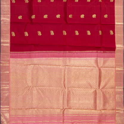 Red And Pink Kanchipuram Silk Saree For Wedding Wear PV NYC 2024