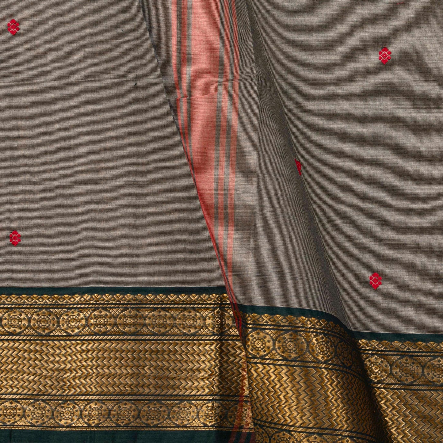 Grey And Green Kanchi Cotton Saree For Office Wear PV MM KC 481 - Cotton Saree - Panjavarnam PV MM KC 481