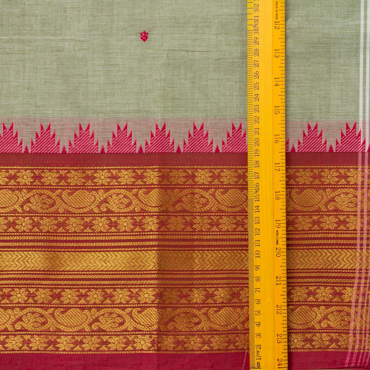 Green And Red Kanchi Cotton Saree For Office Wear  MM KC 600