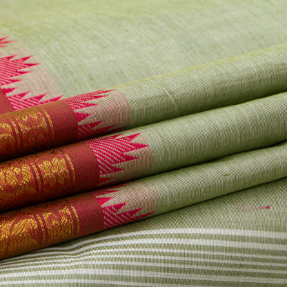 Green And Red Kanchi Cotton Saree For Office Wear  MM KC 600