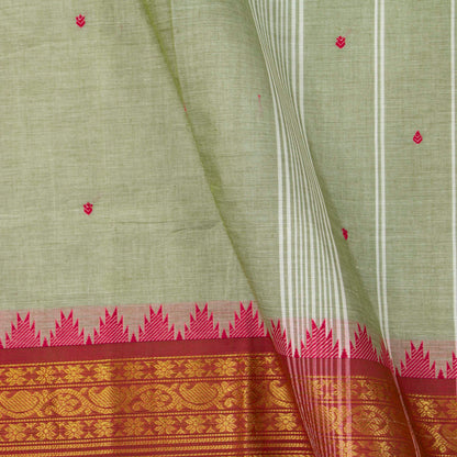 Green And Red Kanchi Cotton Saree For Office Wear  MM KC 600