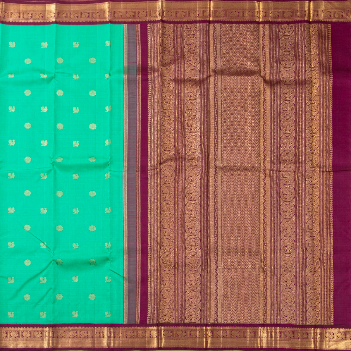 Sea green And Magenta Kanchipuram Silk Saree For Wedding Wear PV NYC 2039