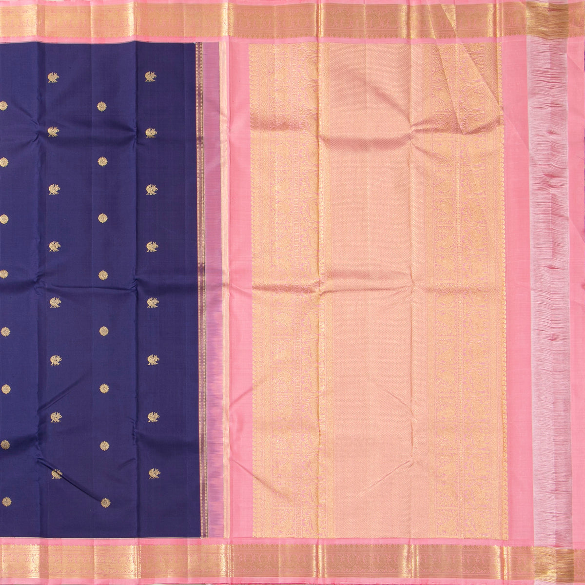 Blue And Pink Kanchipuram Silk Saree For Wedding Wear PV NYC 2027