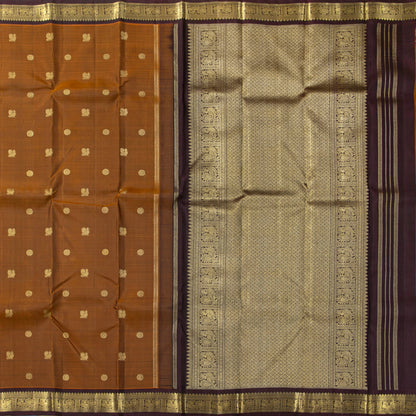 Mustard And Brown Kanchipuram Silk Saree For Wedding Wear PV NYC 2028