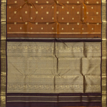 Mustard And Brown Kanchipuram Silk Saree For Wedding Wear PV NYC 2028
