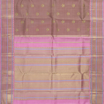 Beige And Pink Kanchipuram Silk Saree For Wedding Wear PV NYC 2030