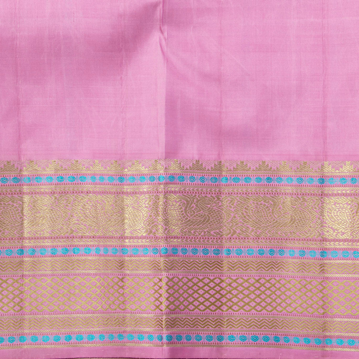 Beige And Pink Kanchipuram Silk Saree For Wedding Wear PV NYC 2030