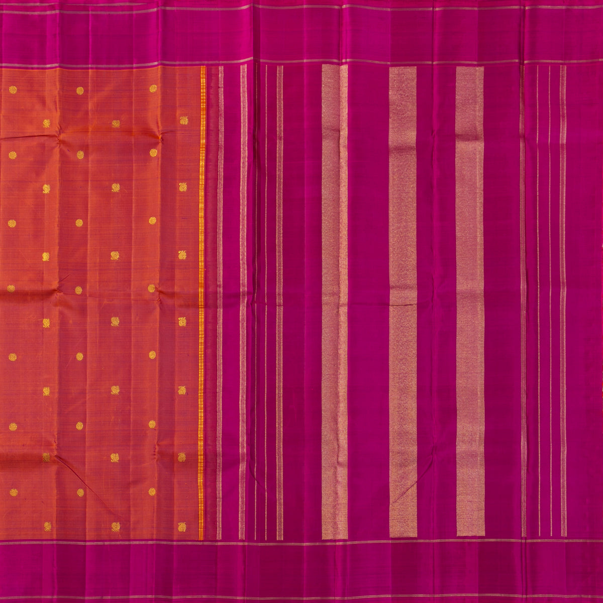 Rust And Pink Kanchipuram Silk Saree For Festive Wear PV NYC 2020