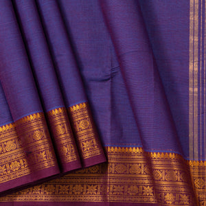 Blue And Magents Dual Shade Chettinad Cotton Saree With Zari Border PV SK CC 159