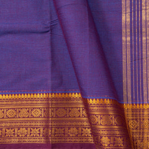 Blue And Magents Dual Shade Chettinad Cotton Saree With Zari Border PV SK CC 159
